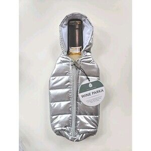 Wild Eye Designs  Wine Parka Silver Metallic Wine Koozie Wine Holder